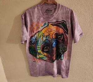 The Mountain Tie Dye Pug T Shirt Medium EUC